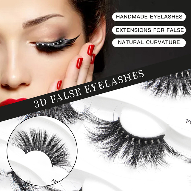 False Eyelashes 3D Faux Mink Lashes Dramatic Natural PBT Silk Fiber False Lashes High Volume Fluffy 100% handmade 