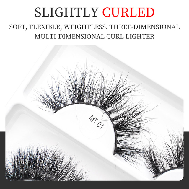 Faux Mink Lashes 3D Volume Natural Fluffy Wispies Cross False Eyelashes