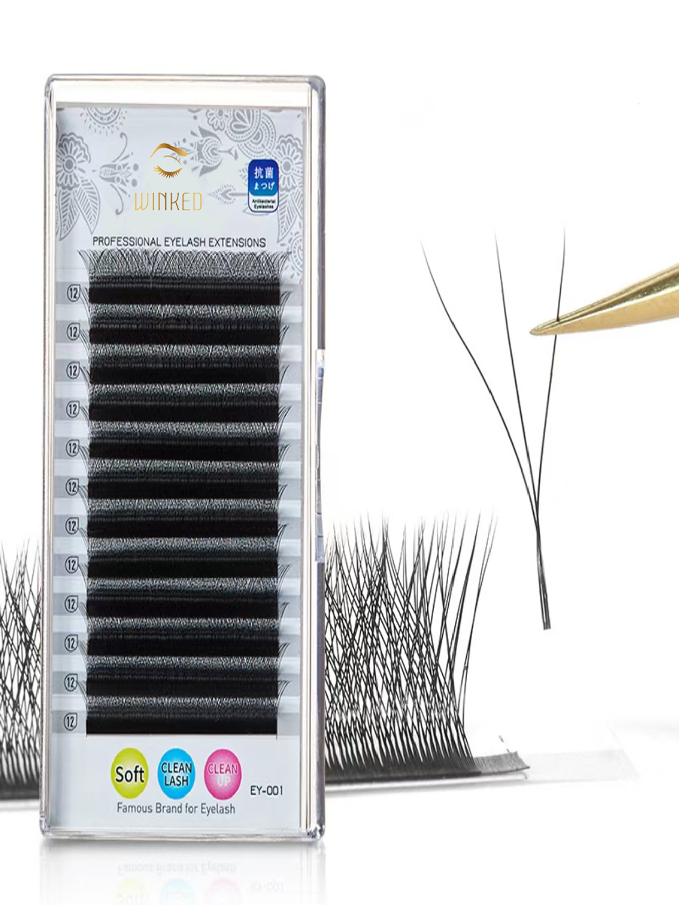 Custom Logo 3D Volume Lash Extensions 8-15mm Soft 3D 0.07/0.10mm Clover Eyelash Extensions