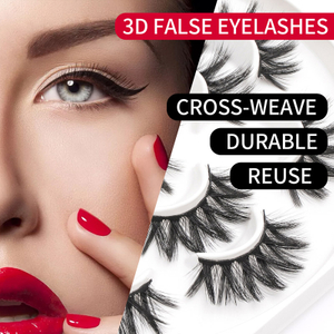 7 Pairs False Eyelashes 3D Faux Mink Lashes Natural Look Wispy Fake Eyelashes 16-20MM Fluffy Volume Long Thick Lashes Pack 3 Styles Mixed 