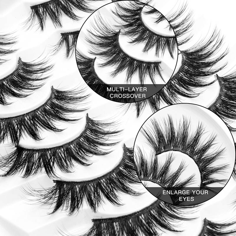  Lashes False Eyelashes Dramatic 20MM Faux Mink Lashes Pack 7Pairs Wispy Long Thick Fluffy Strip Eye Lashes